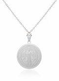 Medal and chain Stainless steel Silver, San Benedict Medal