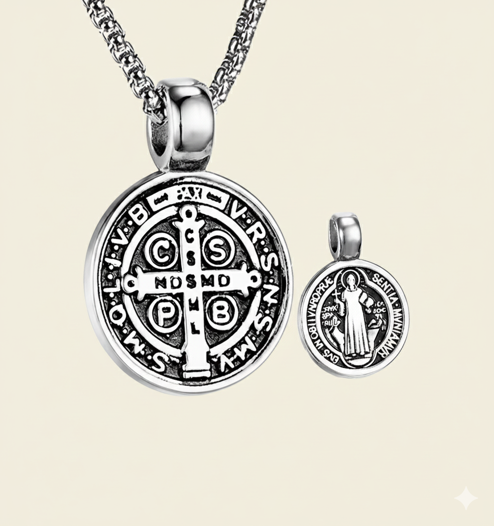 Medal with chain. St. Benedict